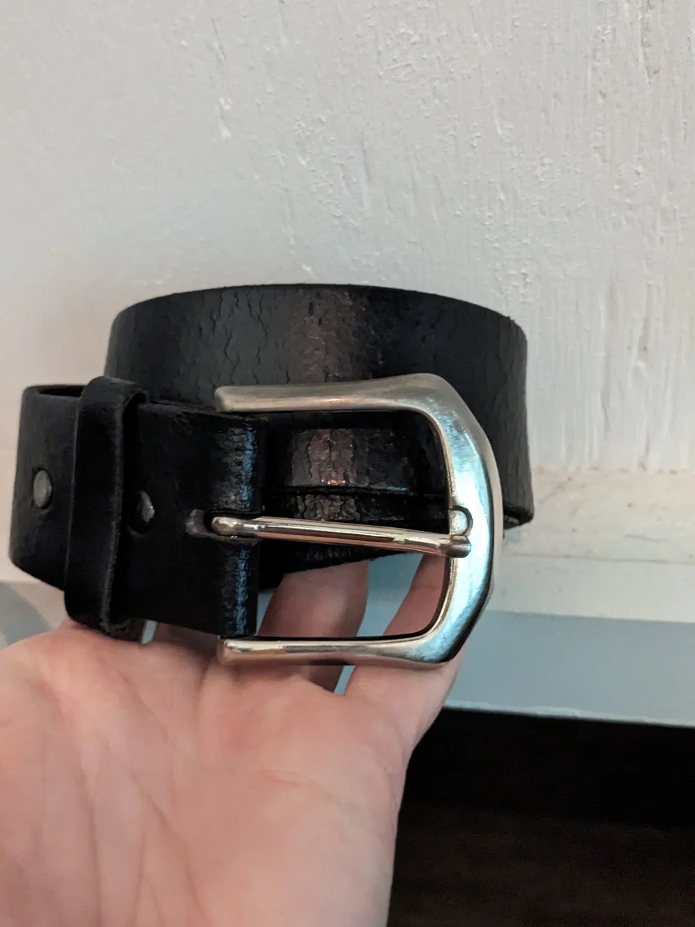 Black Leather Belt with Silver Buckle Vintage Rich Girl Starter Pack